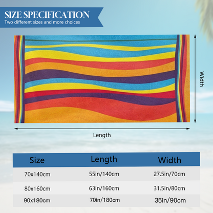 Vibrant Rainbow Curved Stripe Beach Towel, Ultra Fluffy Soft & Powerful Absorption, Full Multiple Length Specs for Bright, Comfortable Beach & Pool Days