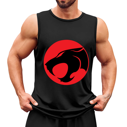 Classic Red Circle Black Panther Retro Cartoon Graphic Tank