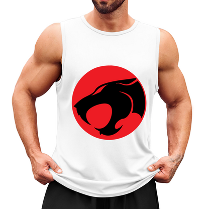 Classic Red Circle Black Panther Retro Cartoon Graphic Tank