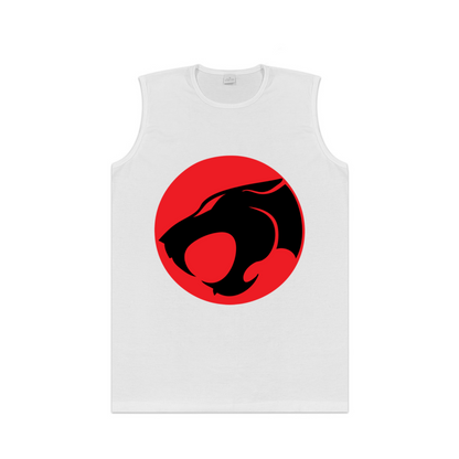 Classic Red Circle Black Panther Retro Cartoon Graphic Tank