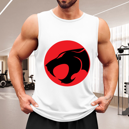 Classic Red Circle Black Panther Retro Cartoon Graphic Tank