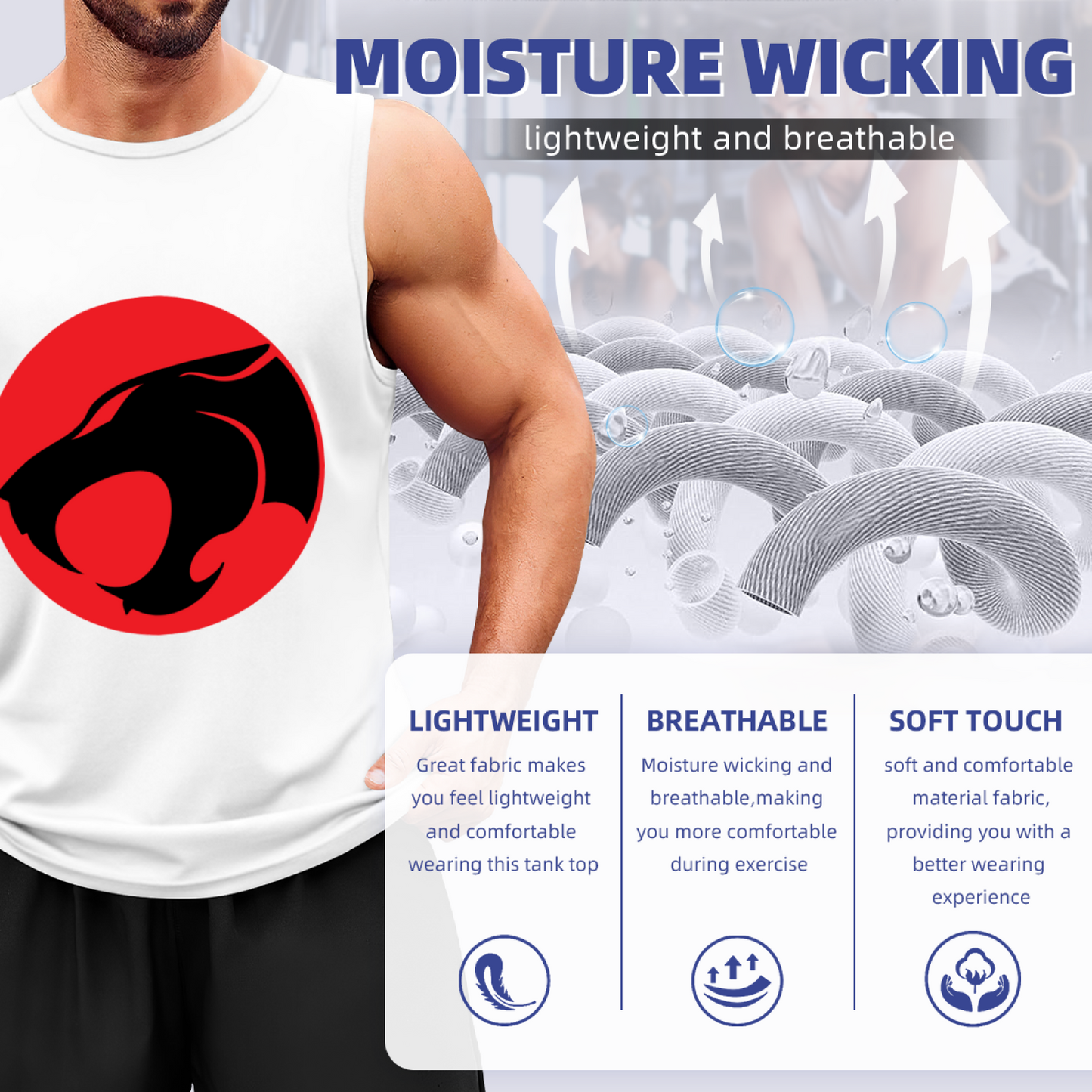 Classic Red Circle Black Panther Retro Cartoon Graphic Tank