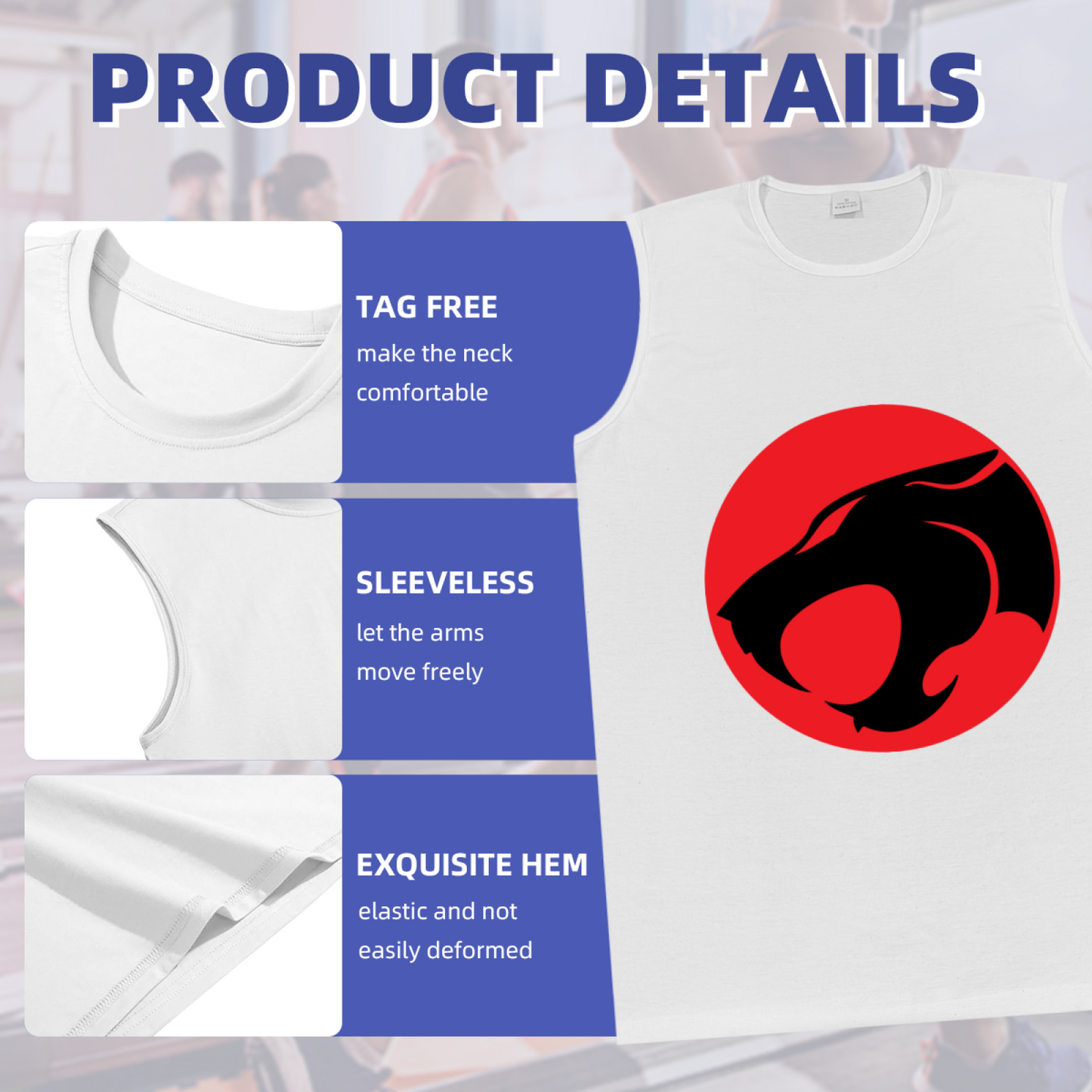 Classic Red Circle Black Panther Retro Cartoon Graphic Tank