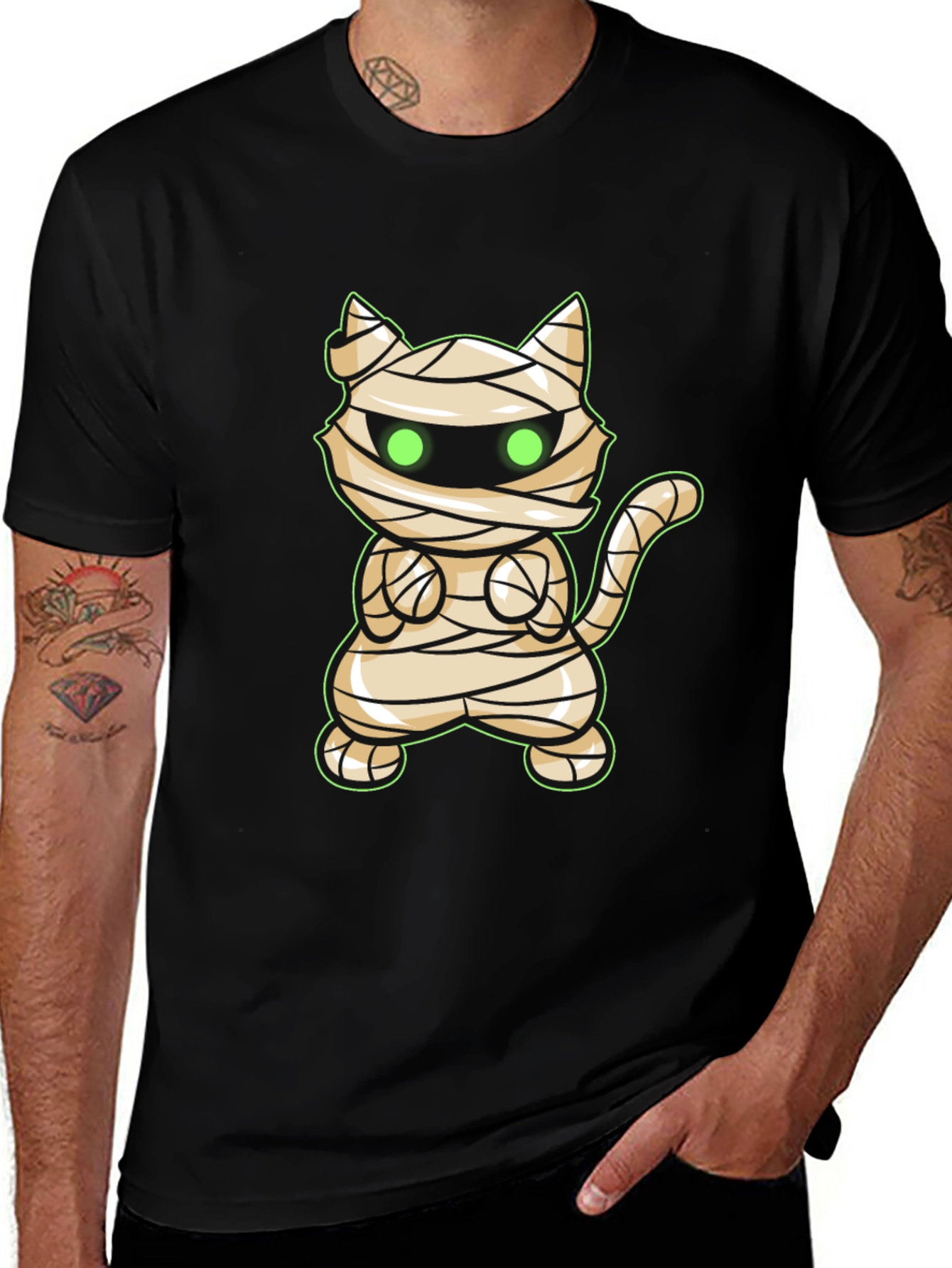 Mummy Cat Halloween T-Shirt - Cute Graphic Tee