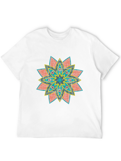 Retro Floral Print Black T-Shirt