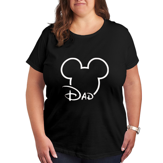 Minimal Mickey Mouse Outline DAD Disney Vibe Plus Size Women Printed T-Shirt