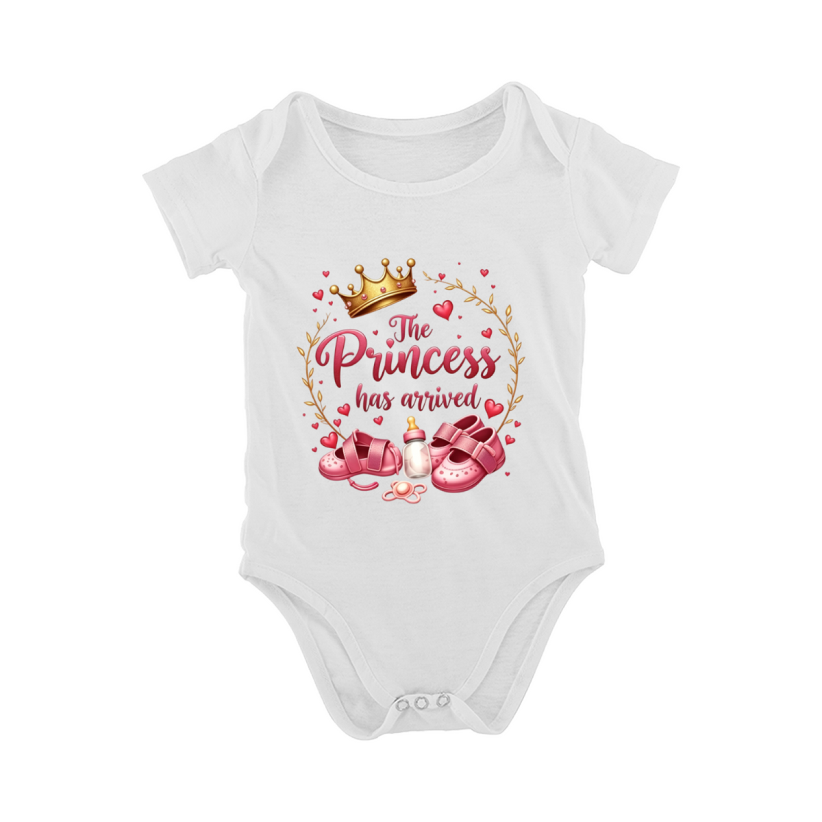 The Princess Has Arrived Cute Crown Baby Shoes Bottle Girl Bodysuit