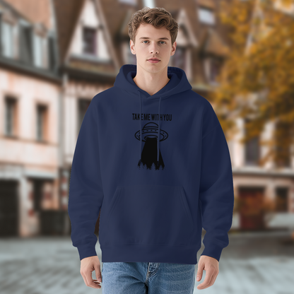 UFO Print Navy Unisex Hoodie, Soft All-Season Comfort