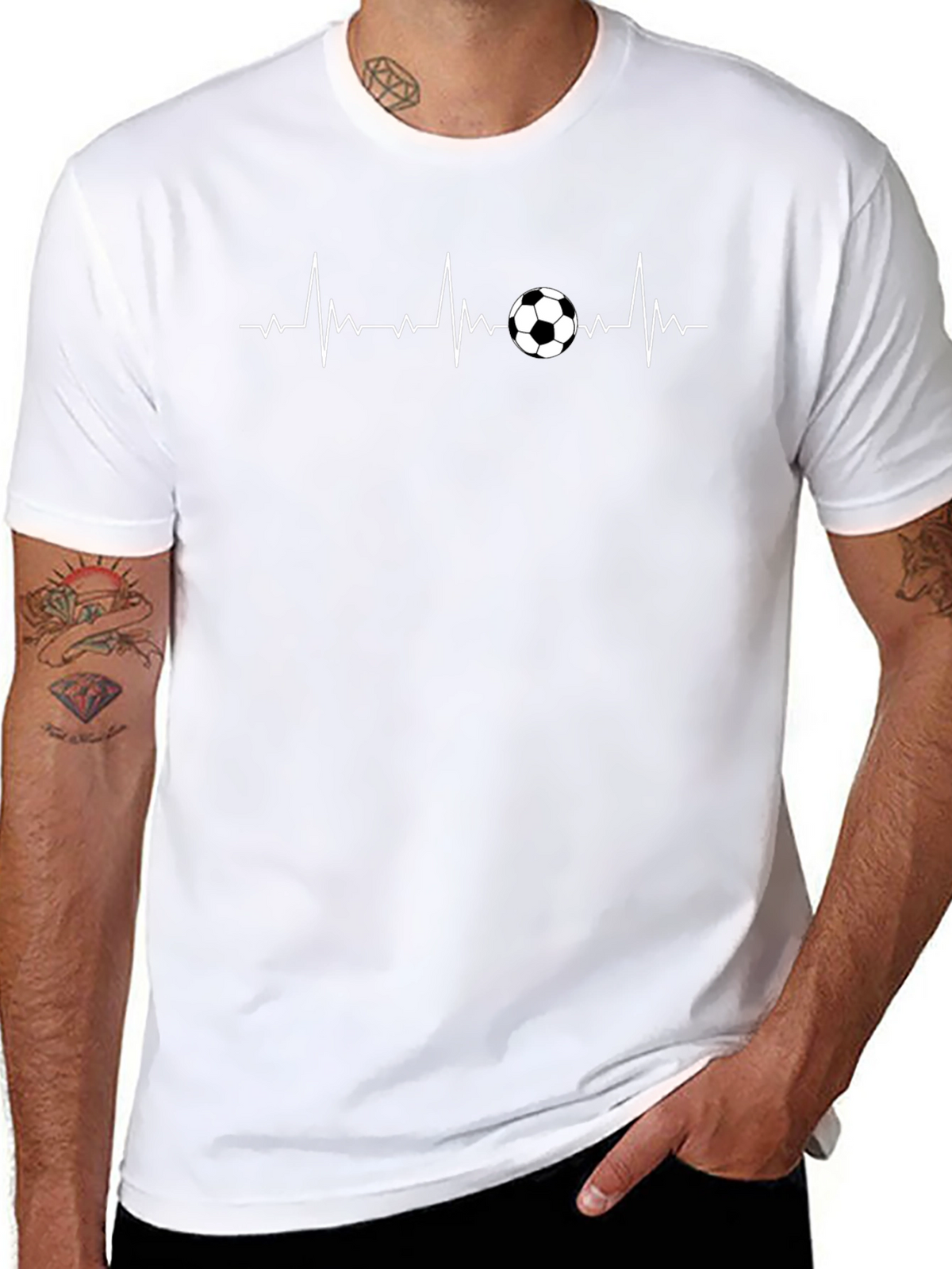 Soccer Heartbeat T-Shirt - Black Sporty Casual