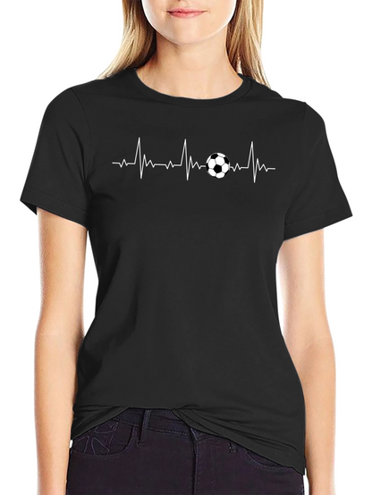Soccer Heartbeat T-Shirt - Black Sporty Casual