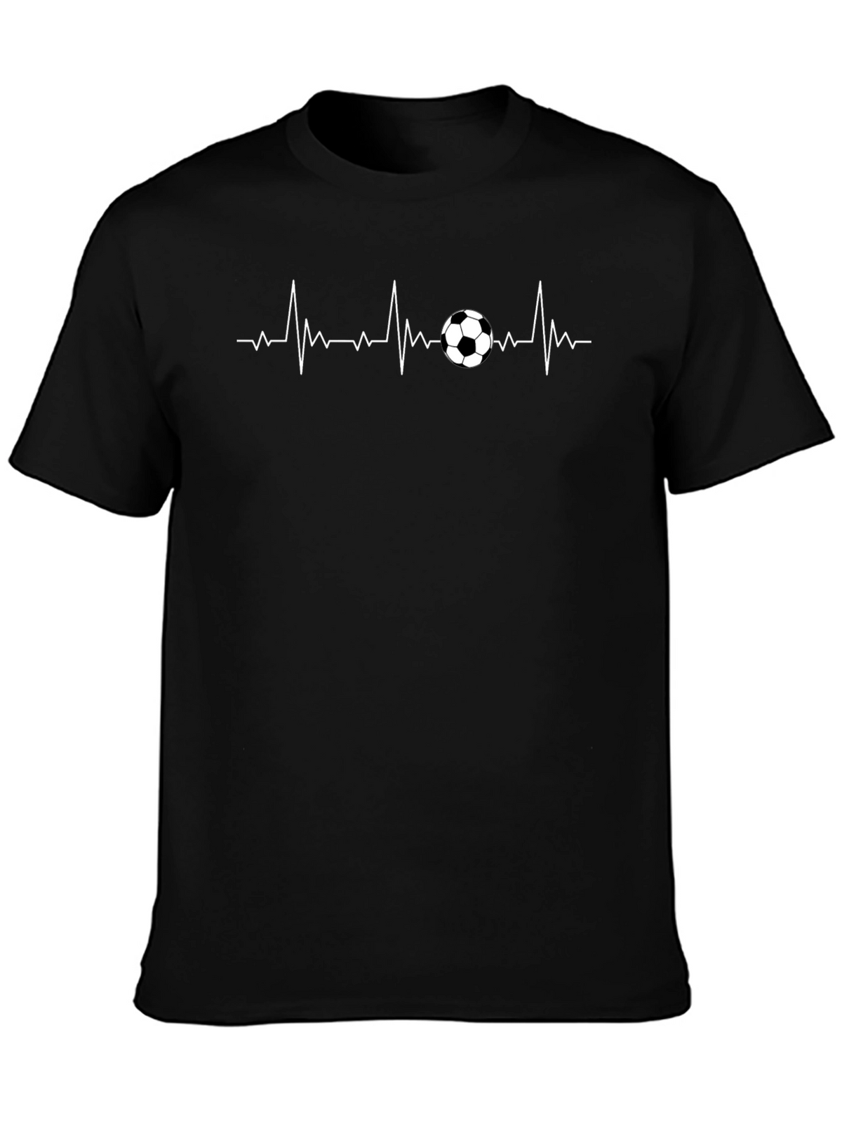 Soccer Heartbeat T-Shirt - Black Sporty Casual