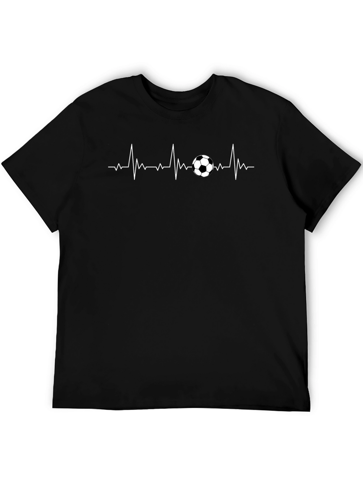 Soccer Heartbeat T-Shirt - Black Sporty Casual