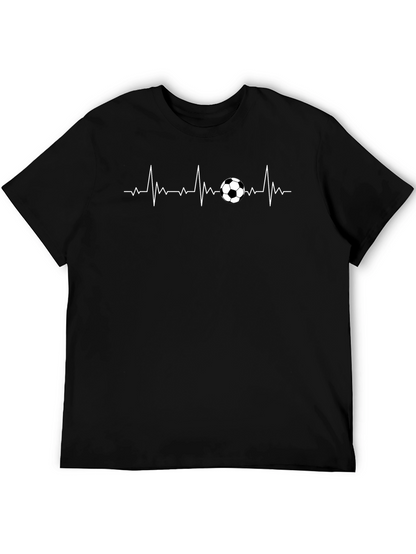 Soccer Heartbeat T-Shirt - Black Sporty Casual