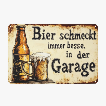 Garage Beer Lover Vintage German Metal Plate