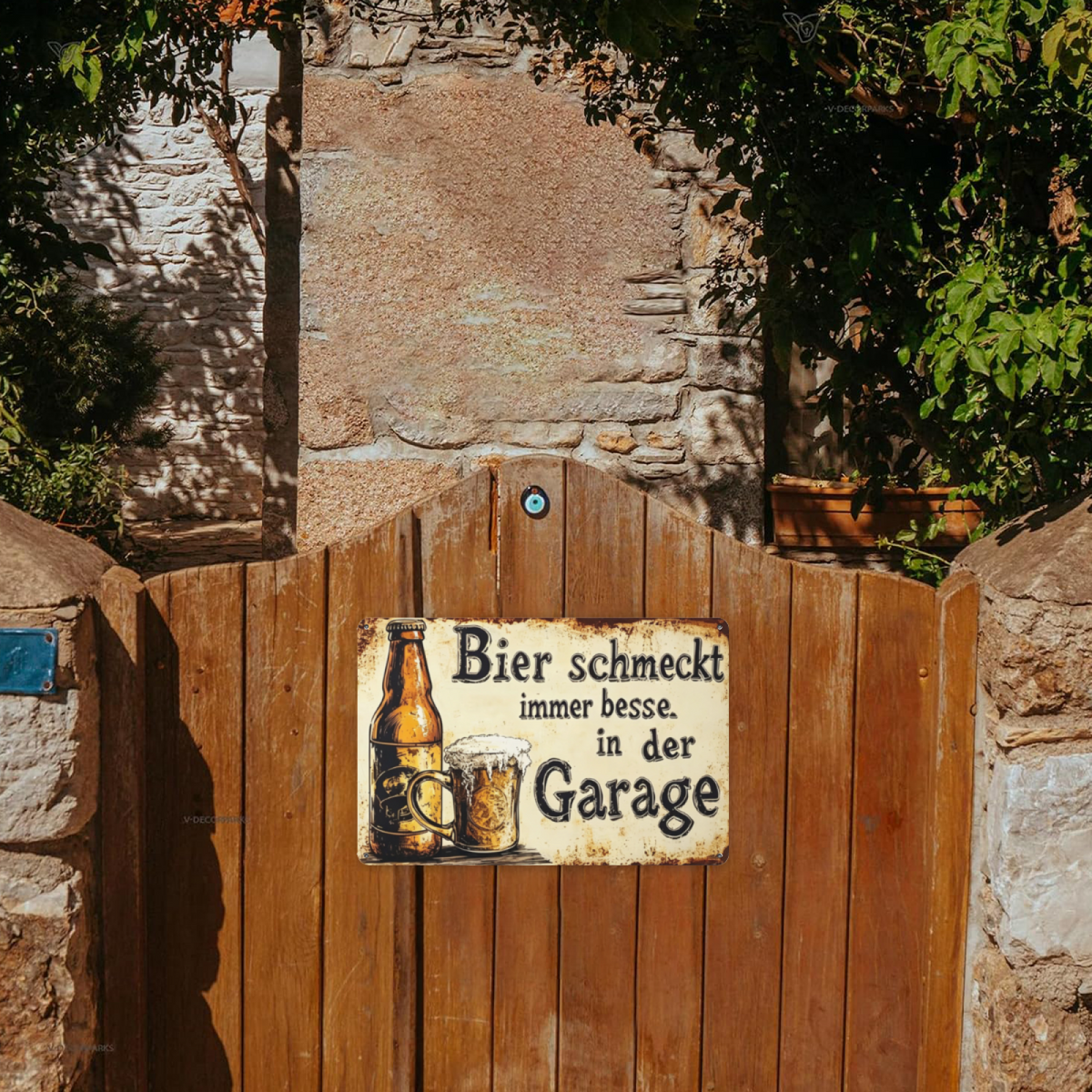 Garage Beer Lover Vintage German Metal Plate