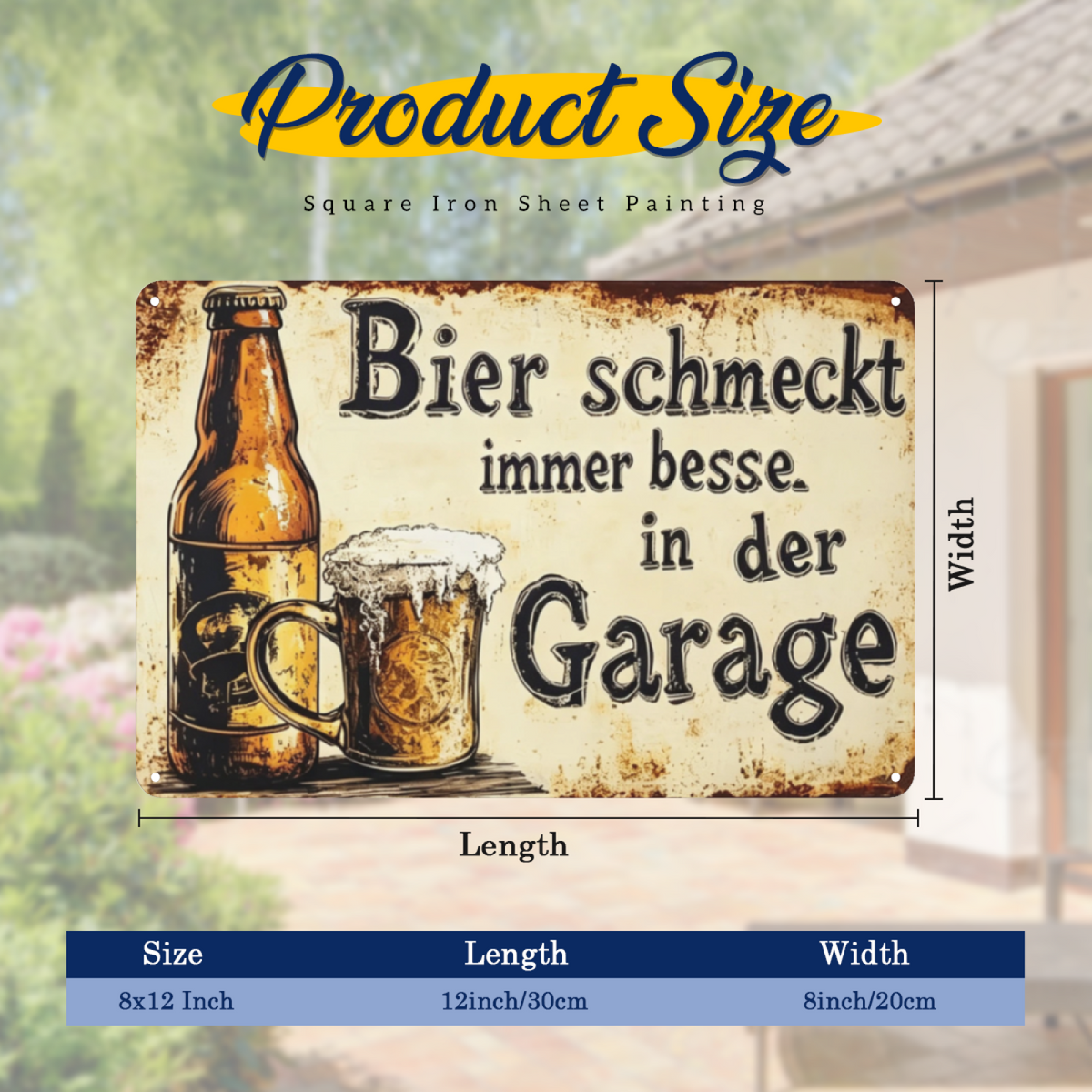 Garage Beer Lover Vintage German Metal Plate