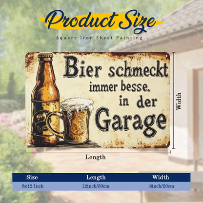 Garage Beer Lover Vintage German Metal Plate