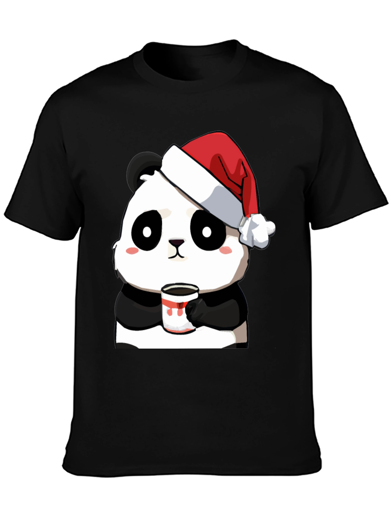 Cute Panda Santa Hat Coffee Mug Graphic T-Shirt