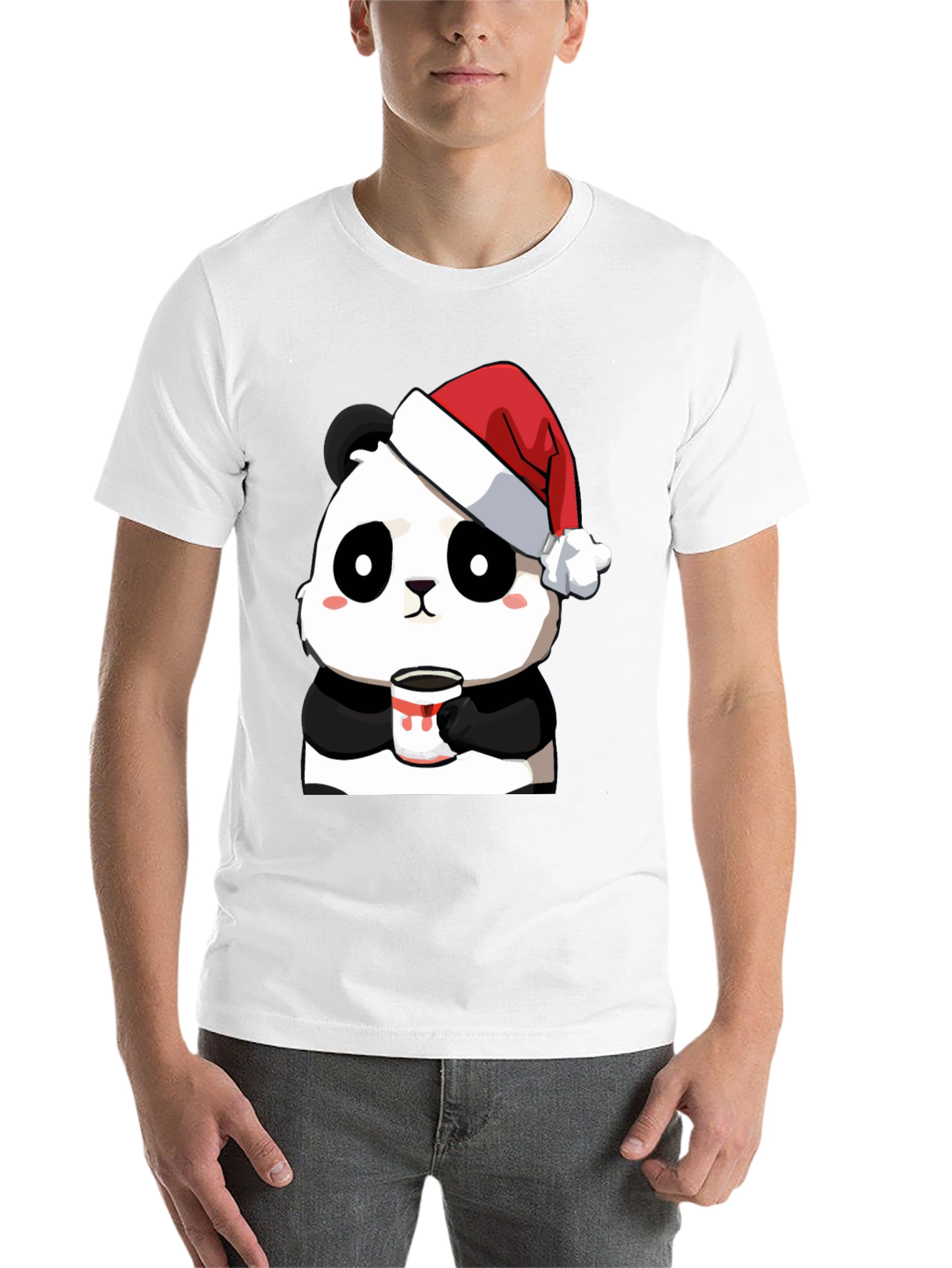 Cute Panda Santa Hat Coffee Mug Graphic T-Shirt
