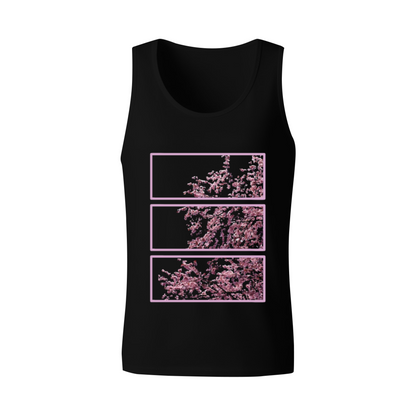 Aesthetic Pink Cherry Blossom Three Panel Art Mens Tank Top