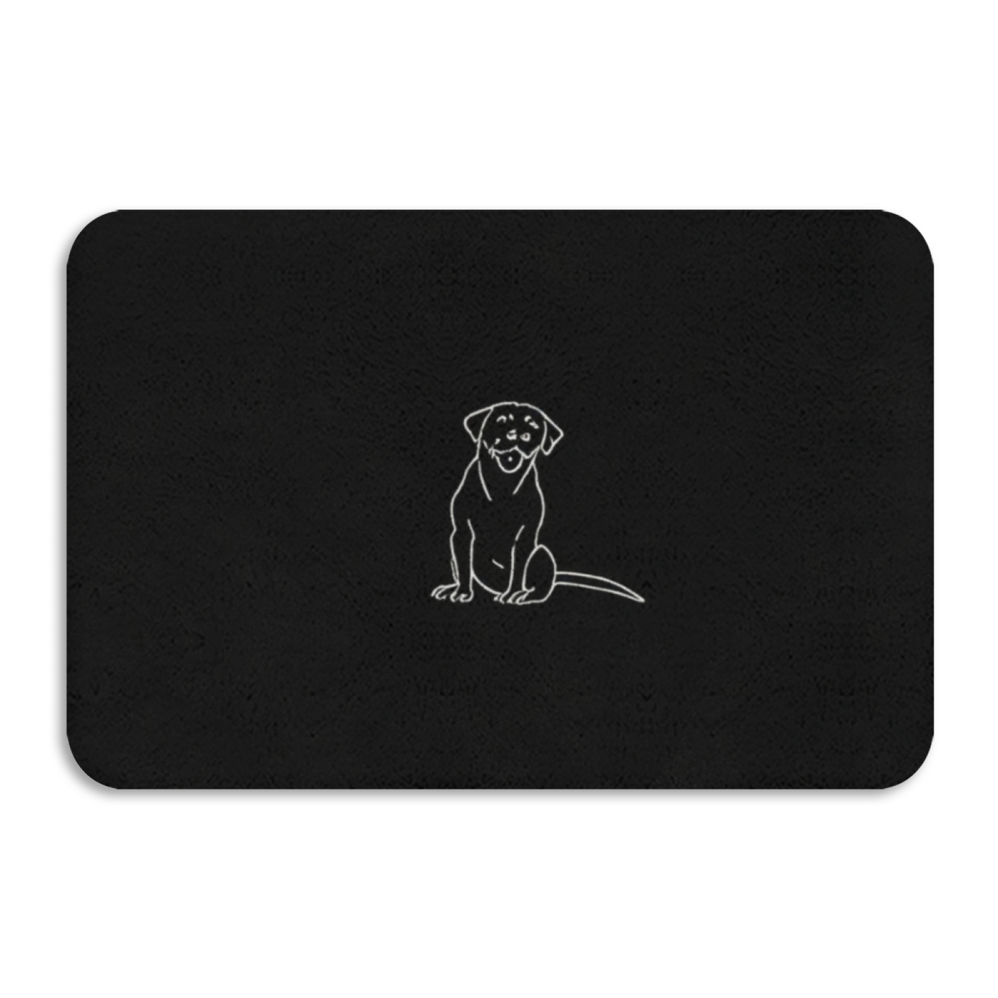 Single Line Labrador Sketch Black Diatom Mat | Simple Dog Silicone Bathroom Doormat