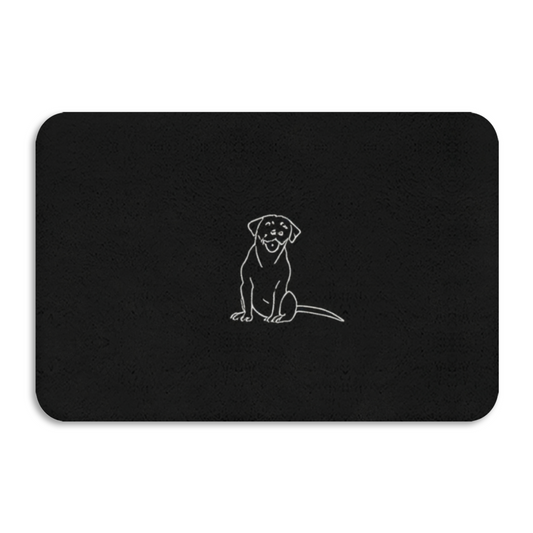 Single Line Labrador Sketch Black Diatom Mat | Simple Dog Silicone Bathroom Doormat