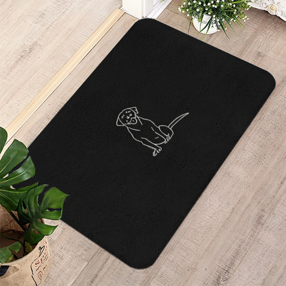 Single Line Labrador Sketch Black Diatom Mat | Simple Dog Silicone Bathroom Doormat