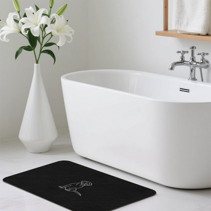 Single Line Labrador Sketch Black Diatom Mat | Simple Dog Silicone Bathroom Doormat