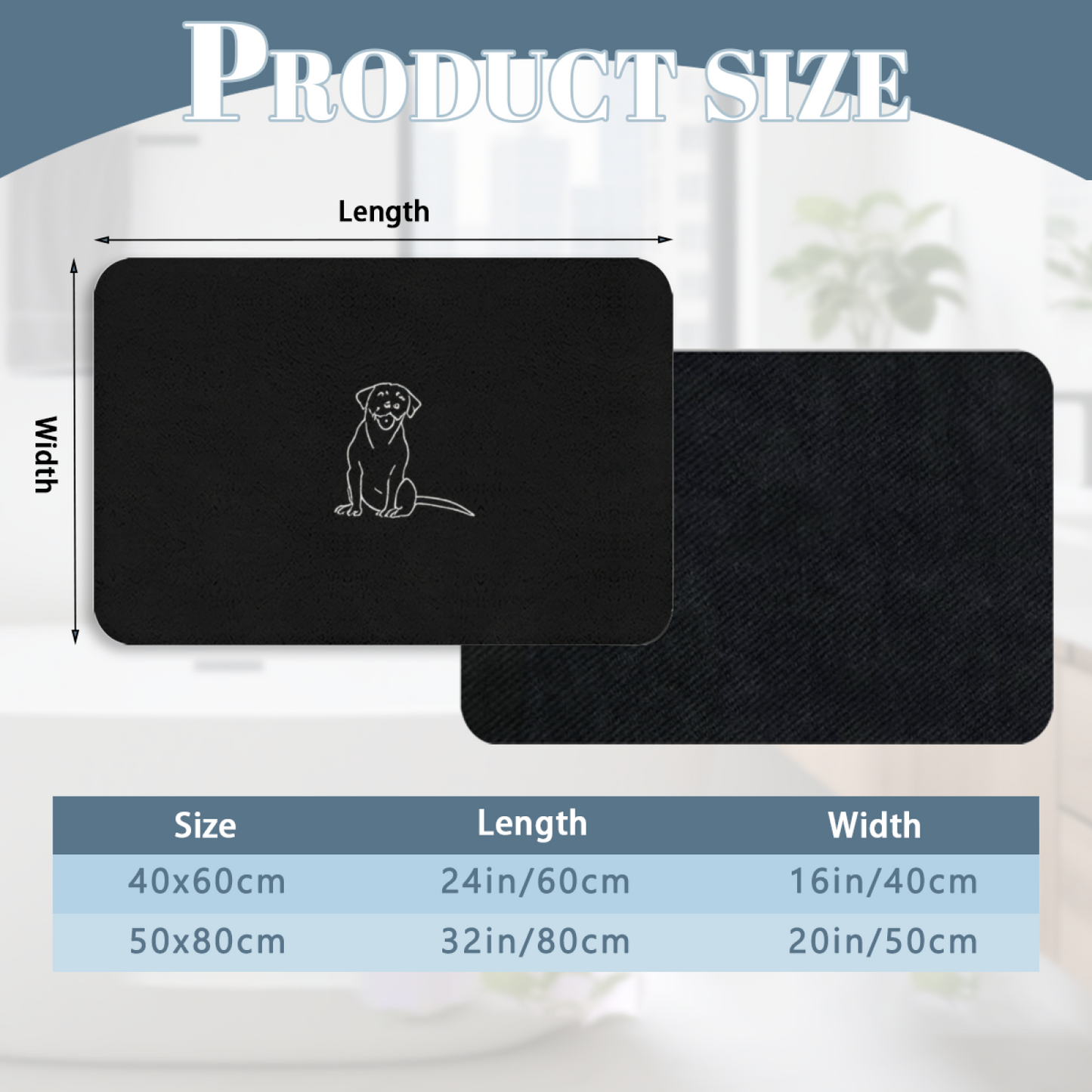 Single Line Labrador Sketch Black Diatom Mat | Simple Dog Silicone Bathroom Doormat