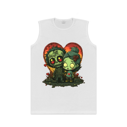 Retro Zombie Couple Heart Horror Art Sleeveless Tank For Men