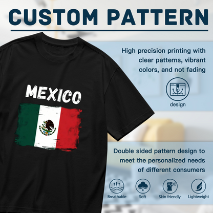 Mexico Vintage Grunge National Flag Patriotic Plus Size Women Printed T-Shirt