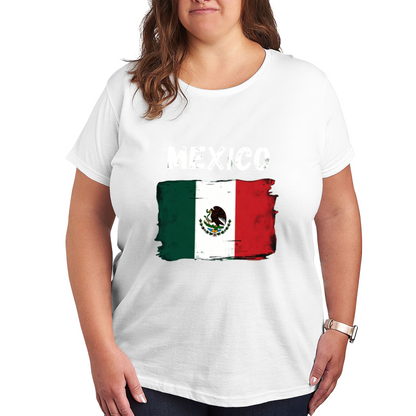 Mexico Vintage Grunge National Flag Patriotic Plus Size Women Printed T-Shirt