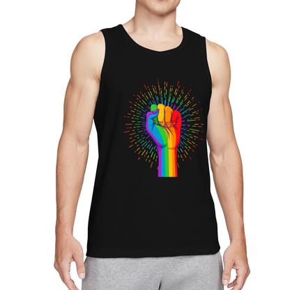 Rainbow Pride Power Fist Graphic Men Tank Top