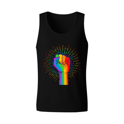 Rainbow Pride Power Fist Graphic Men Tank Top