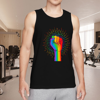 Rainbow Pride Power Fist Graphic Men Tank Top