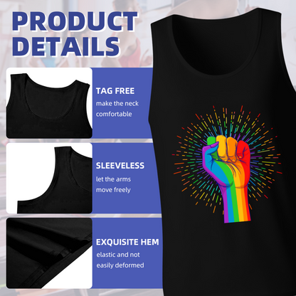 Rainbow Pride Power Fist Graphic Men Tank Top