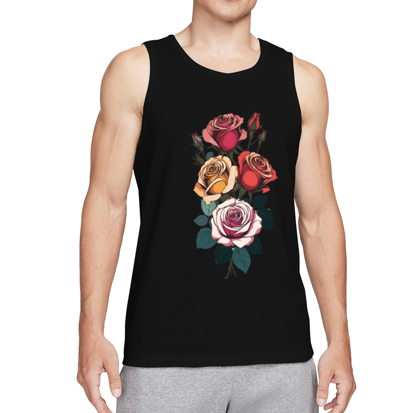 Vintage Multicolor Bouquet Of Roses Art Sleeveless Vest