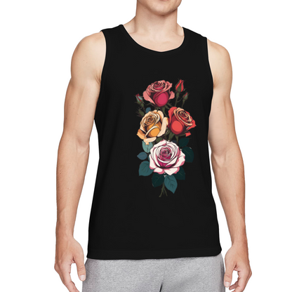Vintage Multicolor Bouquet Of Roses Art Sleeveless Vest