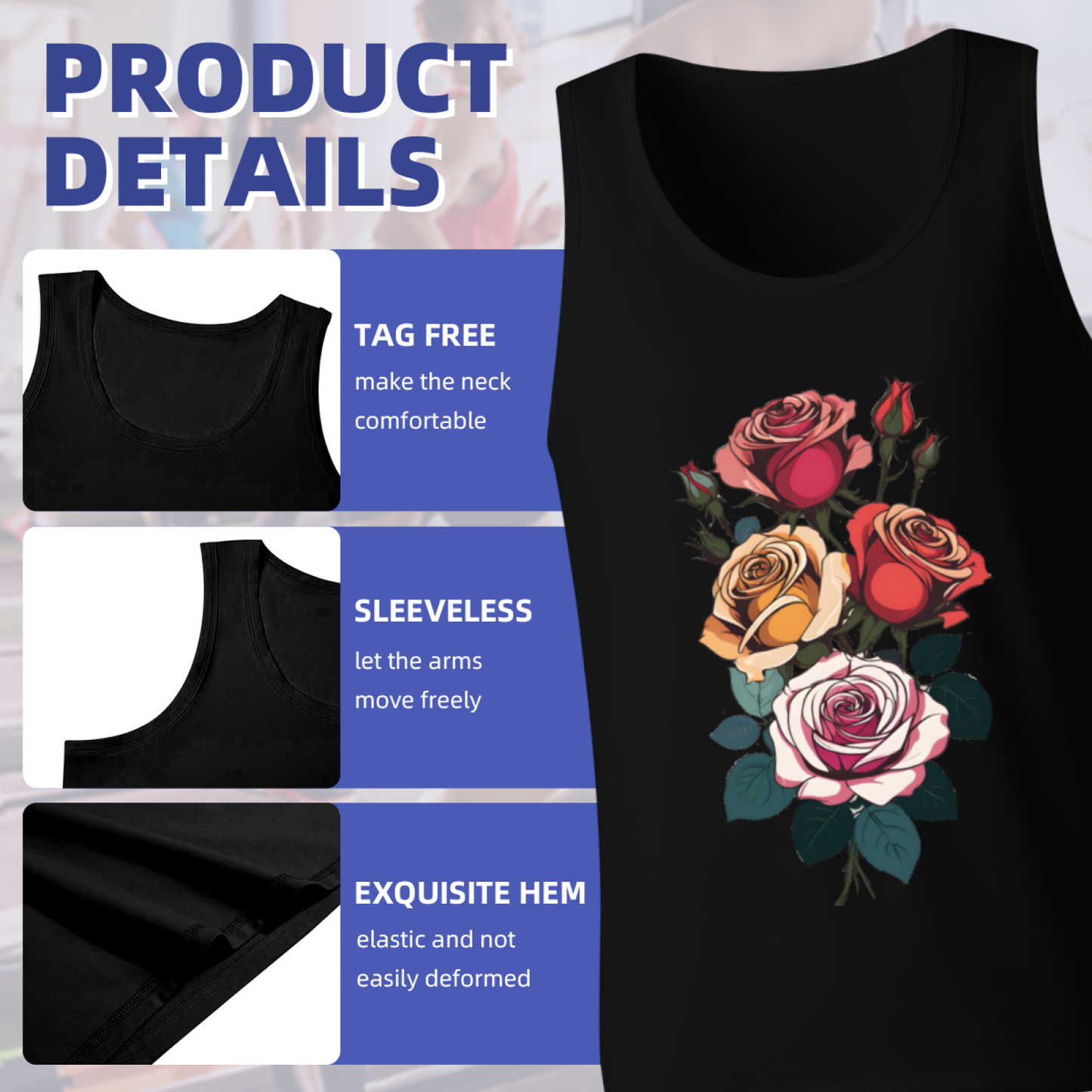 Vintage Multicolor Bouquet Of Roses Art Sleeveless Vest