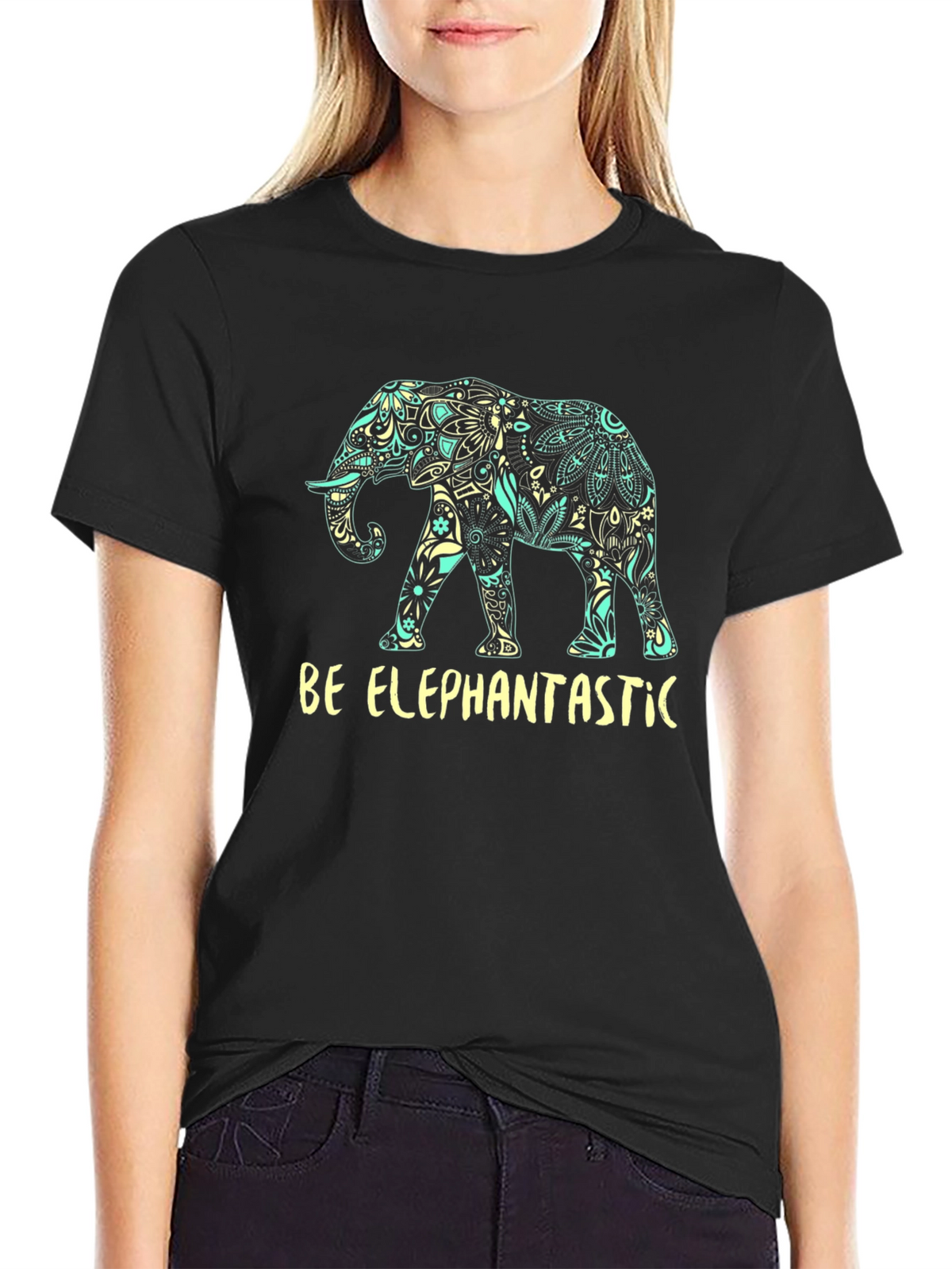 Be Elephantastic Black Graphic T-Shirt