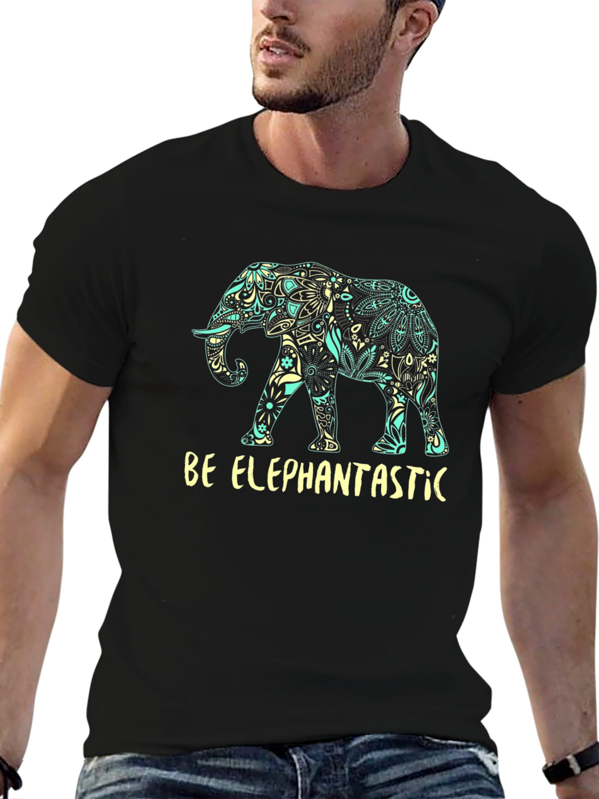 Be Elephantastic Black Graphic T-Shirt