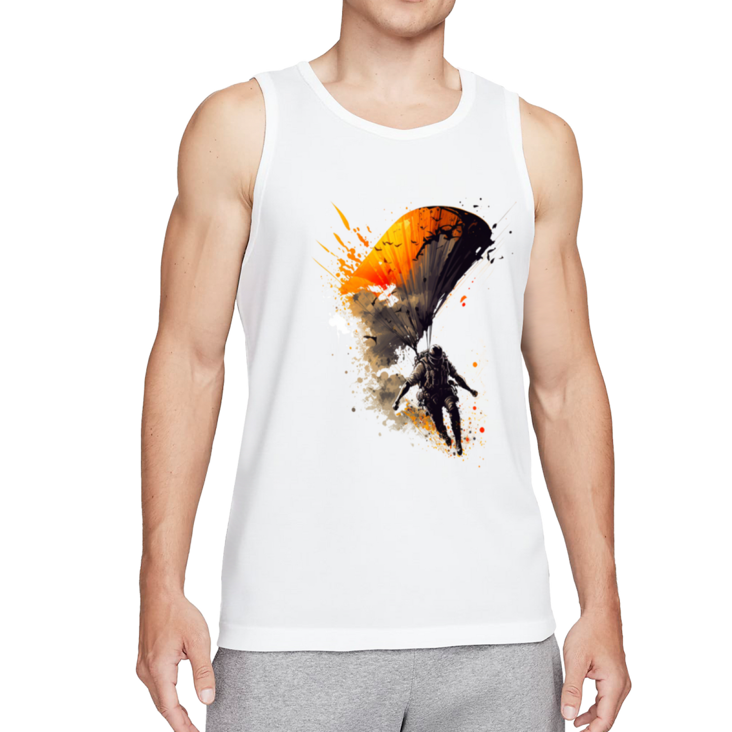 Cool Skydive Parachute Splash Art Graphic Tank Top
