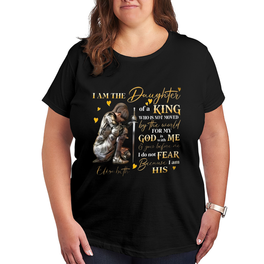 I Am The Daughter Of A King Warrior Faith Graphic Plus Size Women¡¯s Printed T-Shirt