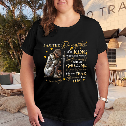I Am The Daughter Of A King Warrior Faith Graphic Plus Size Women¡¯s Printed T-Shirt