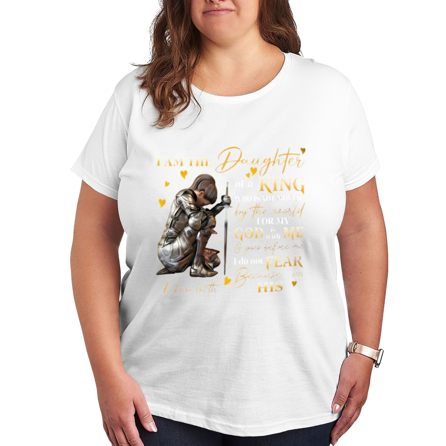 I Am The Daughter Of A King Warrior Faith Graphic Plus Size Women¡¯s Printed T-Shirt