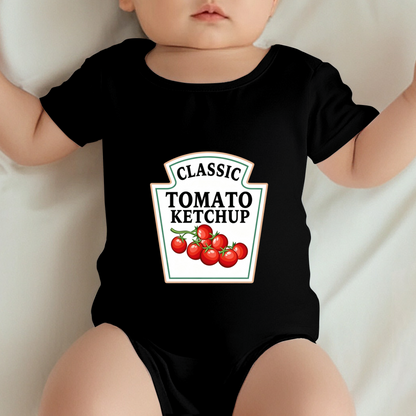 Classic Tomato Ketchup Funny Food Print Baby Bodysuit Novelty Infant Romper