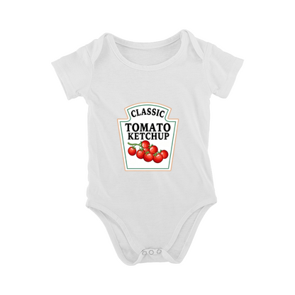 Classic Tomato Ketchup Funny Food Print Baby Bodysuit Novelty Infant Romper