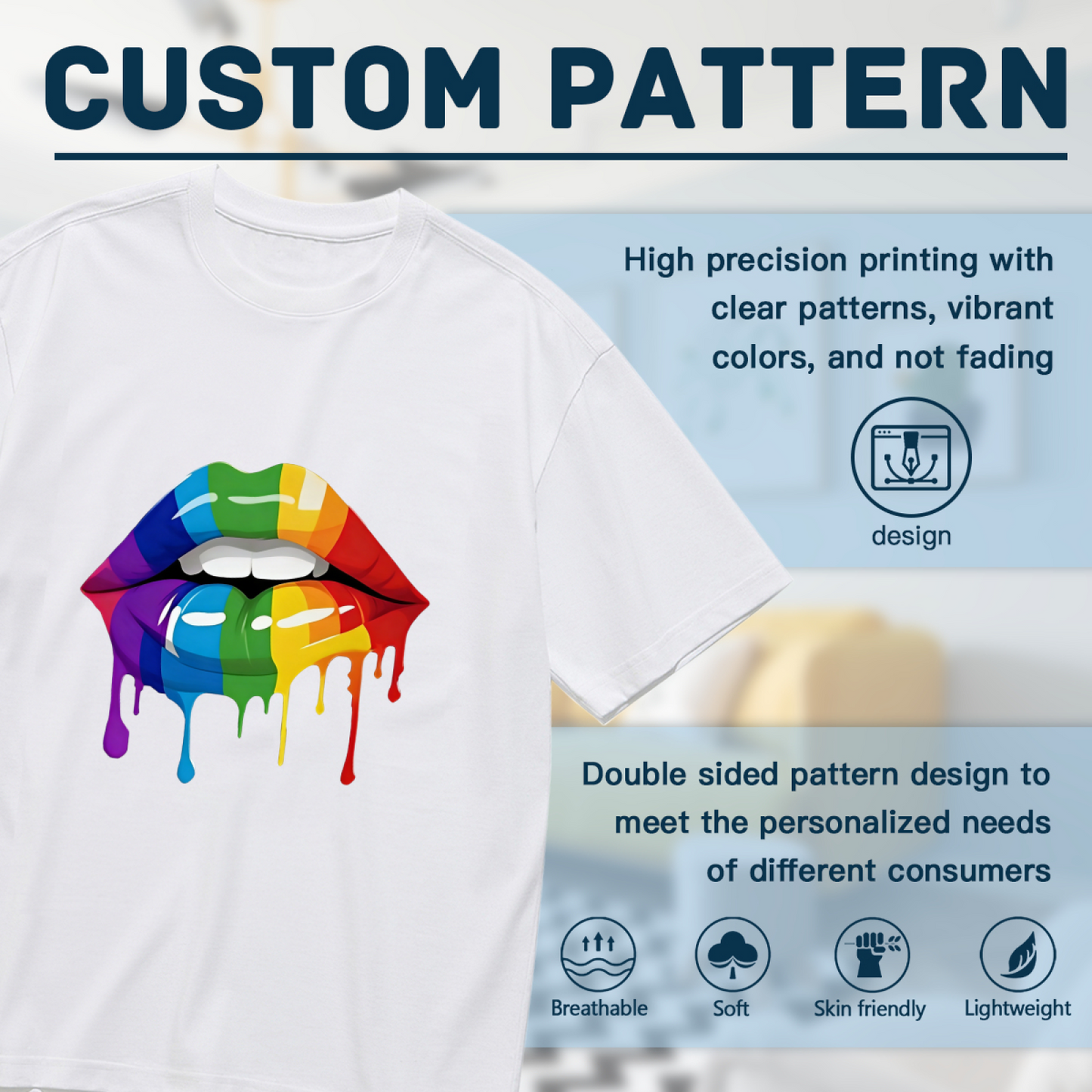 Vibrant Rainbow Dripping Lips Pride Art Plus Size Women Graphic Tee