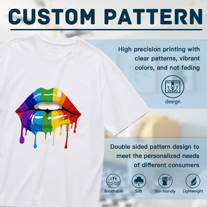 Vibrant Rainbow Dripping Lips Pride Art Plus Size Women Graphic Tee