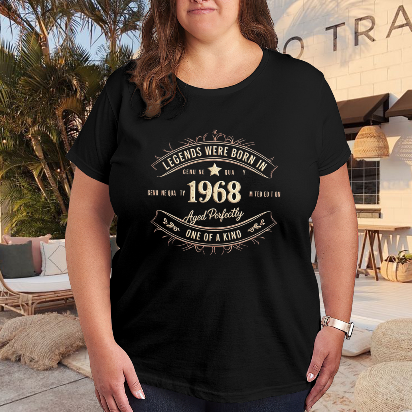 Legends Born In 1968 Vintage Birthday Retro Plus Size Women¡¯s Printed T-Shirt